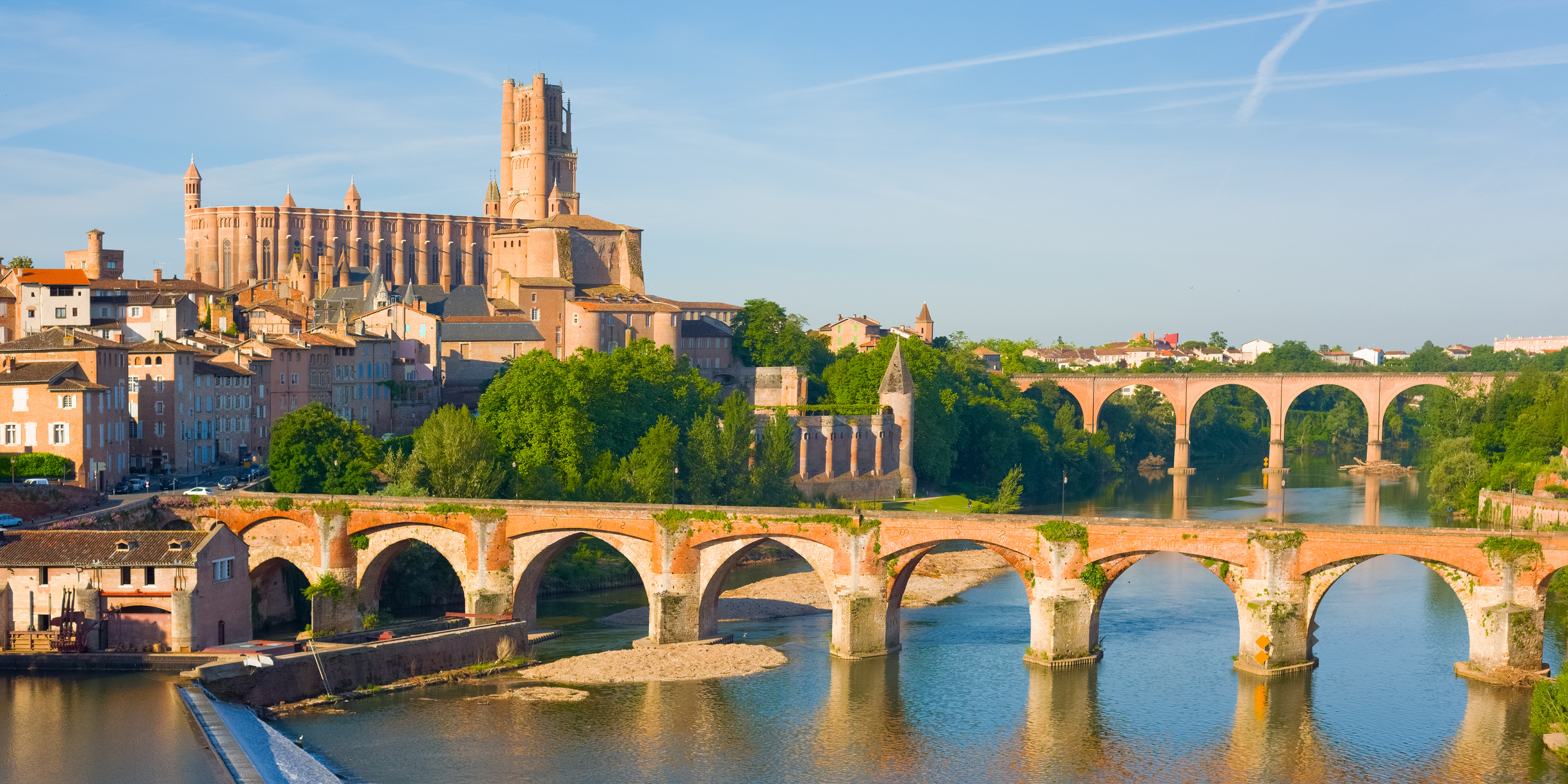 Cityscape of Albi in a summer evening, Albi France Occitanie