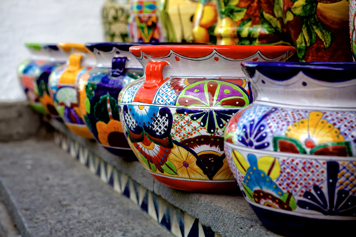Talavera pottery in Puebla, Mexico.