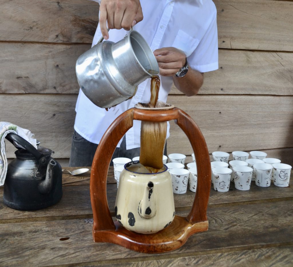 Demonstrating of the Making of Coffee the Traditional way in Cost Rica