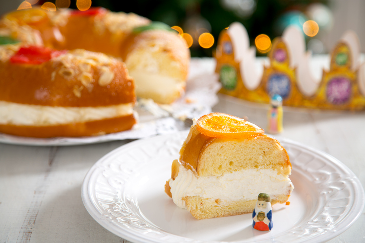 "Roscon de reyes" , Spanish typical dessert of Epiphany, with cream filling